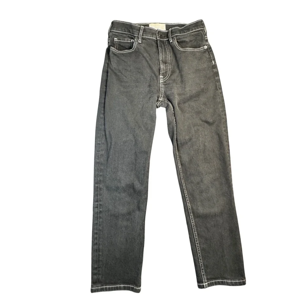 Everlane The Cheeky Jean Black High Rise Straight Crop‎ Womens 27 Stretch Denim